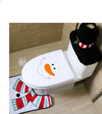 3Pcs/Set Christmas Decoration Santa Toilet  Seat Cover  Rug
