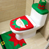 3Pcs/Set Christmas Decoration Santa Toilet  Seat Cover  Rug