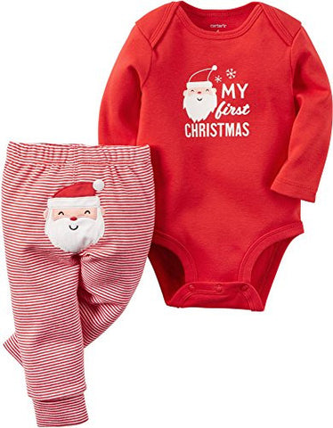 Carter's Baby 2-Piece Bodysuit and Pant Set, "My First Christmas", Red, 12M