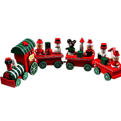 1Pc Little Train Decoration Wooden Train Decor Christmas Ornaments